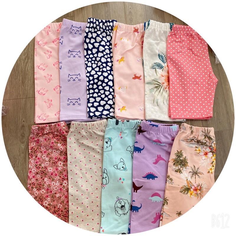 Quần legging bé gái lửng cotton xuất đẹp mềm mát co giãn