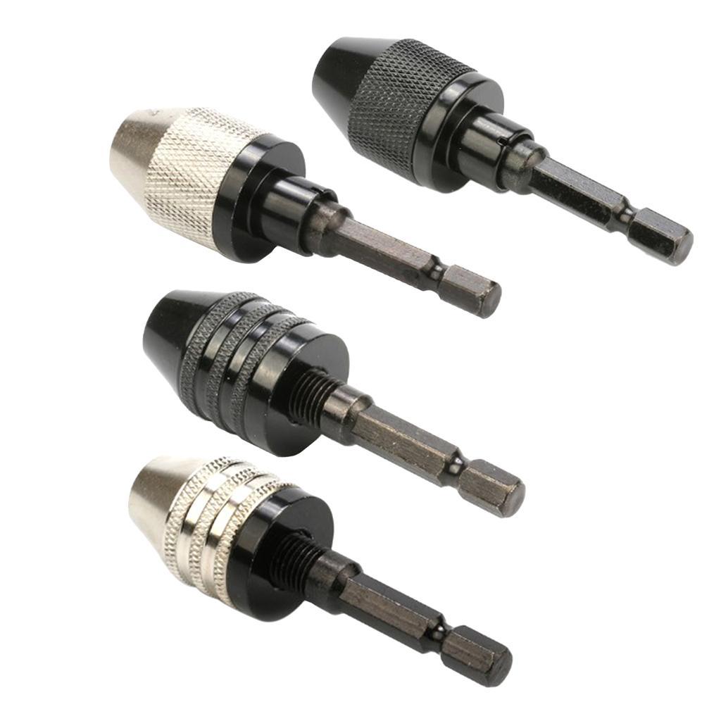 2X 0.3-6.5mm 3-Jaw 1/4" Hex Handle Drill Chuck Quick Change Bit  Black