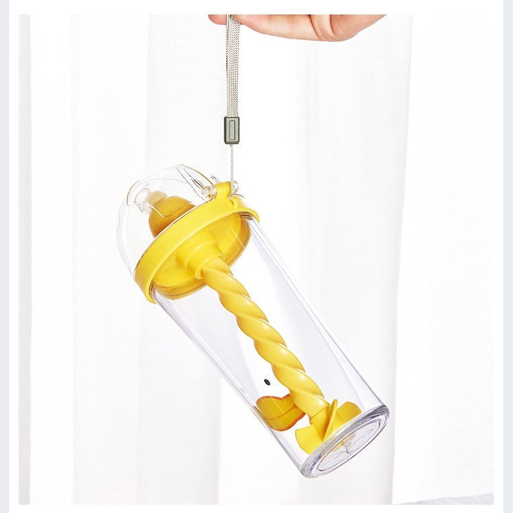 Hình Nước Nhựa Kèm Ống Hút Hình Thú Siêu Đáng Yêu 500ml