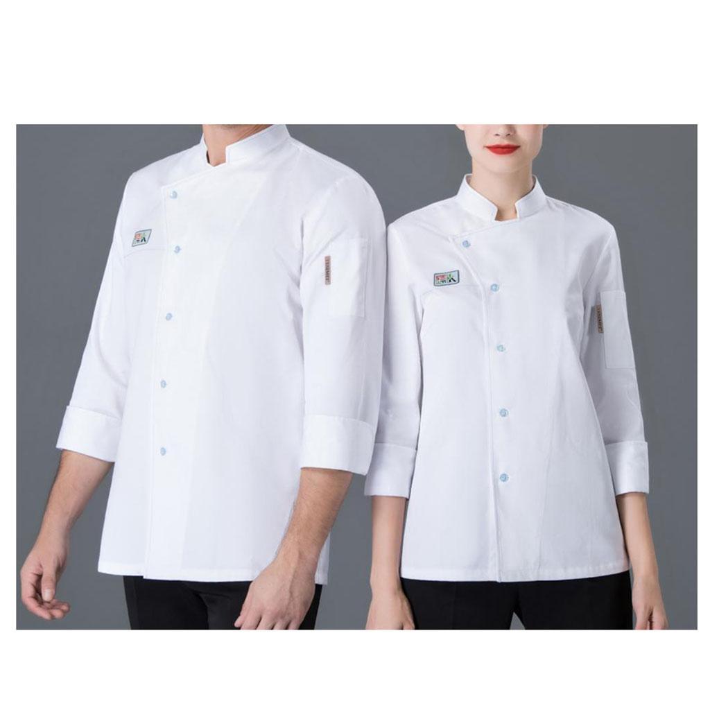 Unisex Chef Jackets Coat Long Sleeves Shirt Kitchen Uniform
