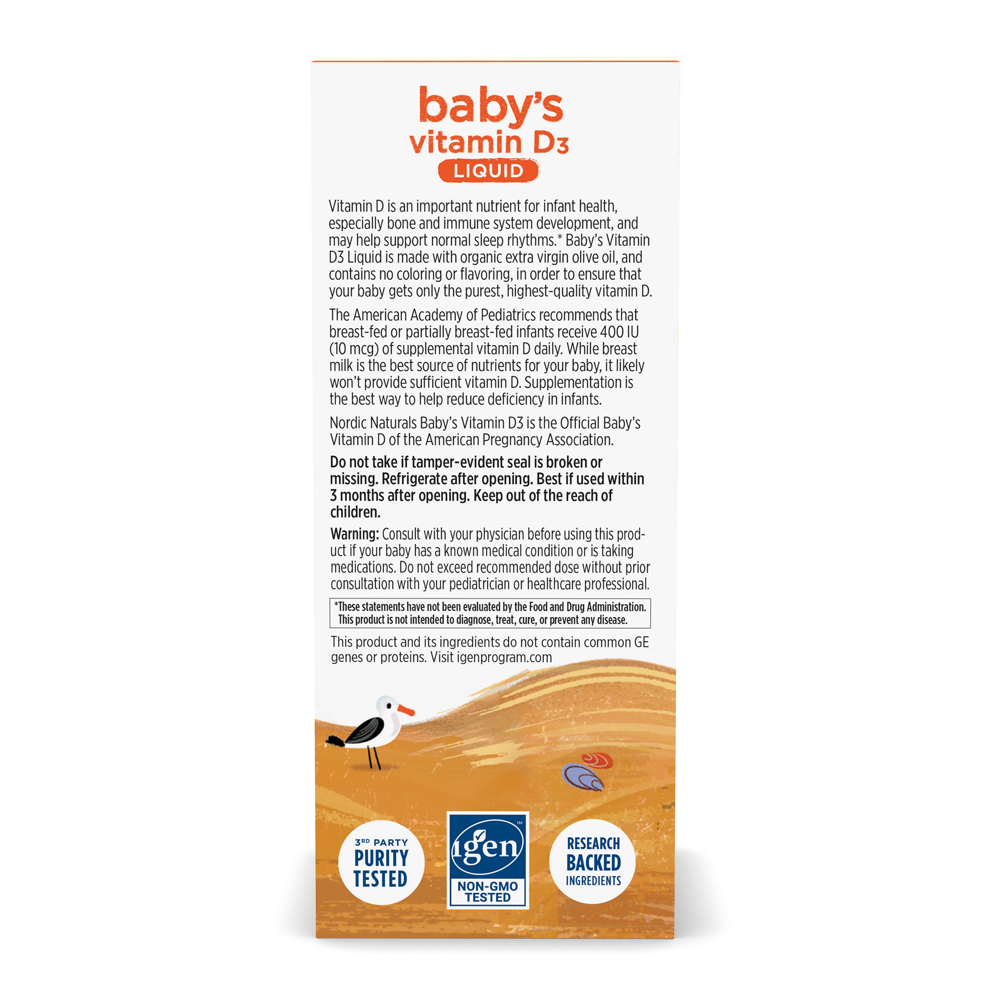 Syro Baby Vitamin D3 Nordic Naturals, Vitamin D3 tự nhiên cho bé, 400IU, lọ 22.5ml - Hàng Chính Hãng