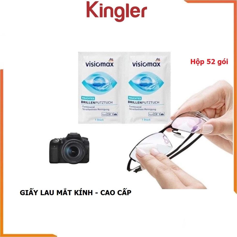 Khăn Lau Mắt Kính VisioMax, Hộp 52 Gói, Khăn Lau Kính Chống Bám Bụi, Vân Tay Lên Kính, Giấy Lau Kính Xịn, An Toàn. Kingler 7226