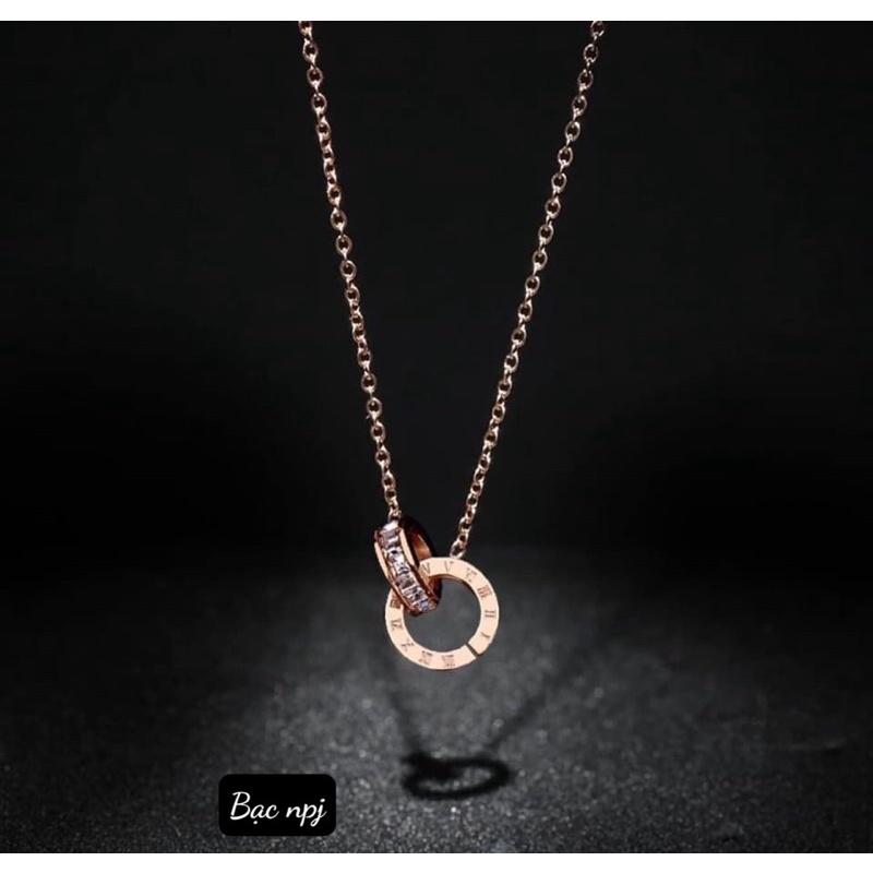 Dây chuyền mặt tròn La mã, vòng cổ liền mặt Bạc Ta - Bạc npj