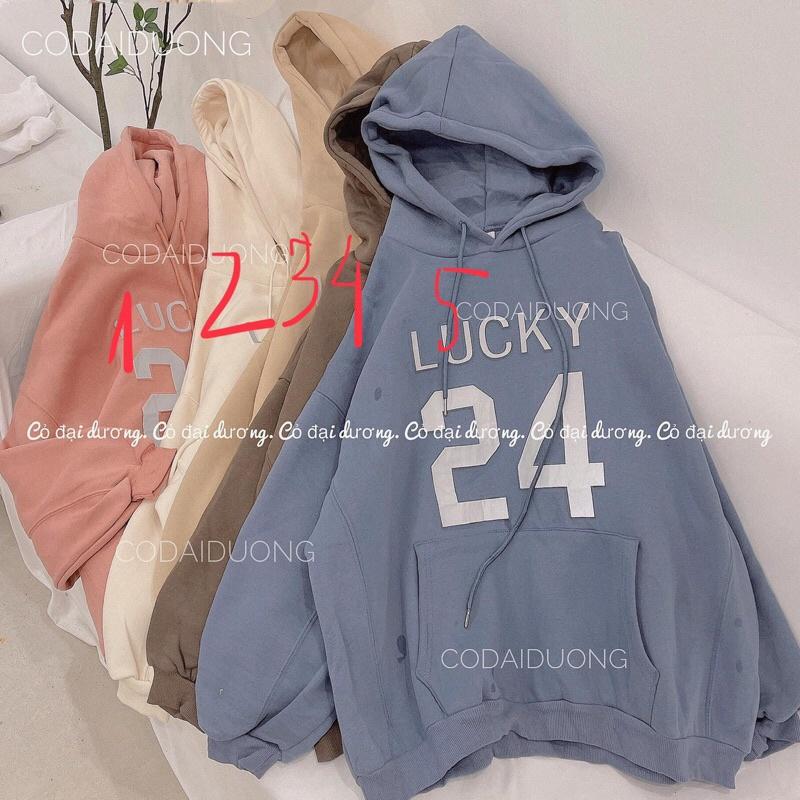 áo nỉ hoodie số 24 - 3(be đậm),freesize dưới 65kg