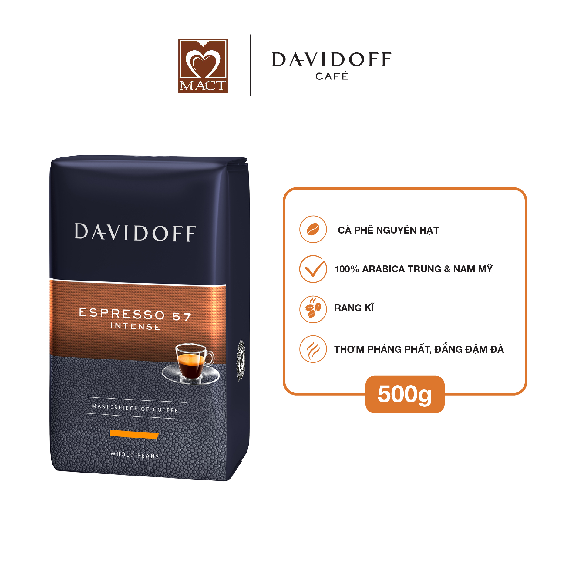 Cà phê nguyên hạt hạng sang Davidoff Café - Espresso 57 - 500g