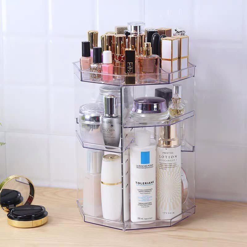 Kệ mỹ phẩm để bàn trang điểm sắp xếp son môi, đồ dùng make up cho nữ gọn gàng ngăn nắp xoay 360 độ thông minh, có thể linh hoạt thay đổi chiều cao kệ để phù hợp SALE SẬP SÀN