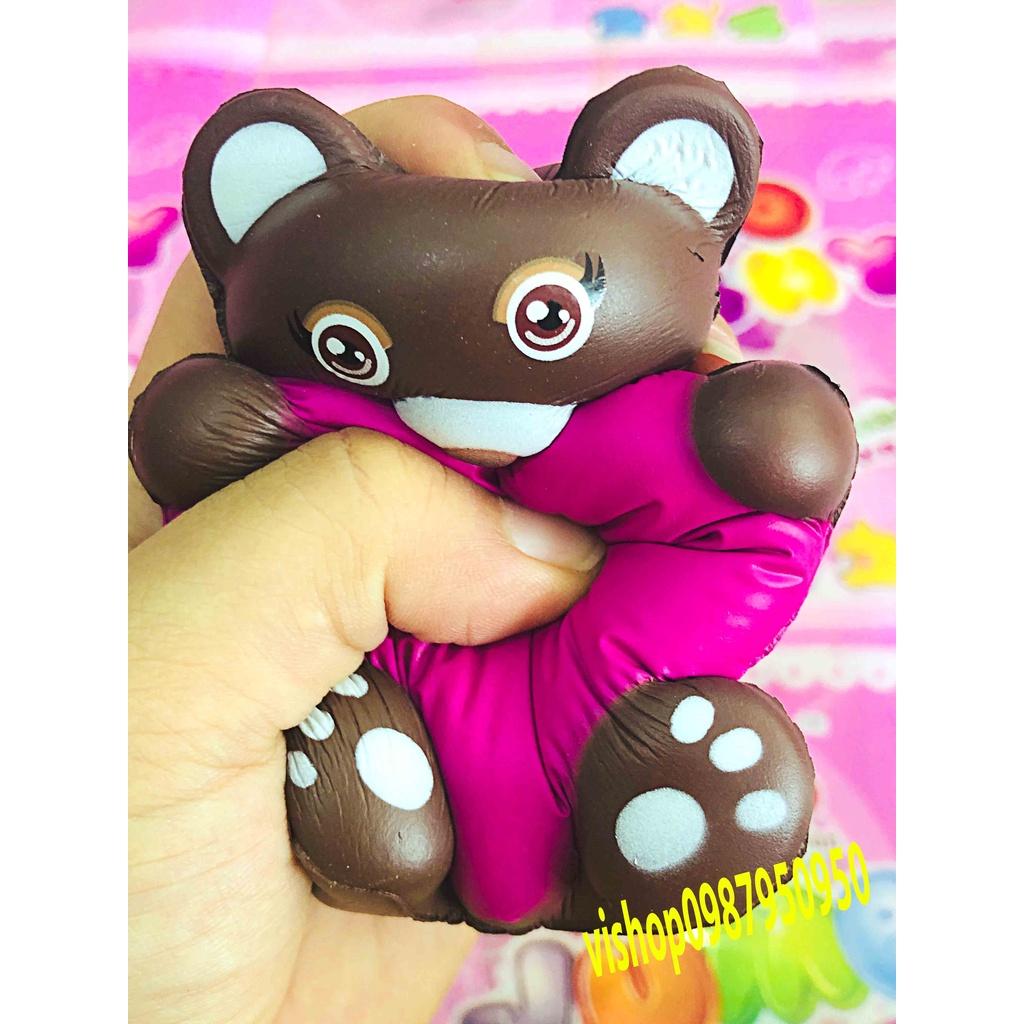 Squishy Lớn JUMBO Hình gấu nâu ôm trái tim hồng Đồ Chơi Xốp Giảm Stress Hình mềm mịn dễ Thương đàn hồi Cho Bé