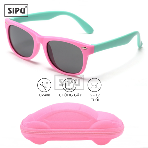 Mắt Kính Trẻ Em SiPU Chính Hãng MK02 Hồng Xanh Cao Cấp Chống UV400 + Chống gãy Cho Bé Trai Bé Gái