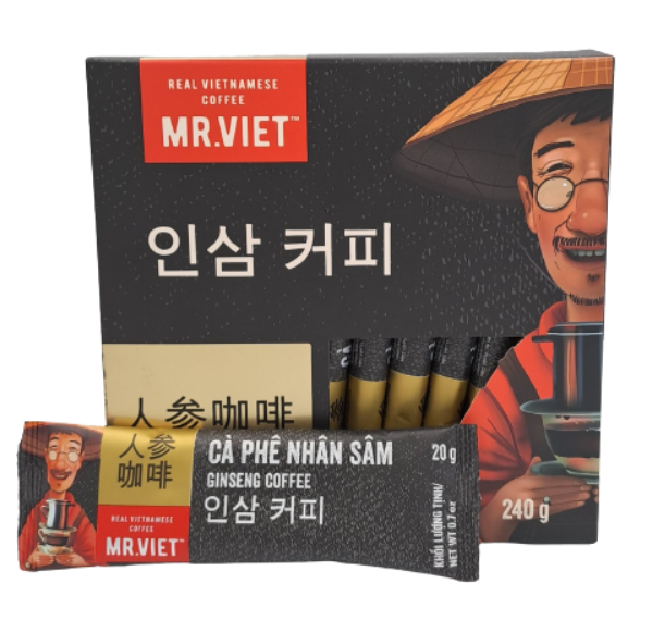 Cà phê Nhân Sâm -thương hiệu MR.VIET ( 12 gói  *20gr )