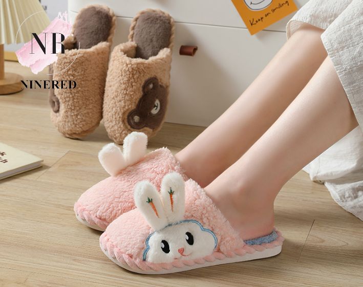 Dép Lông Đi Trong Nhà Nam Nữ Thỏ Gấu Xinh Xắn Cho Mùa Đông Ấm Áp Đế Dép Chống Trơn NineRed Homewear - D123