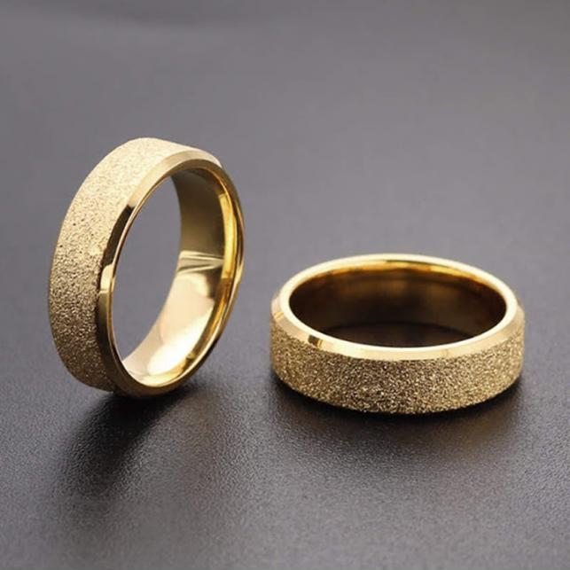 Nhẫn cặp titan phủ cát nano vàng 18k cao cấp NC160