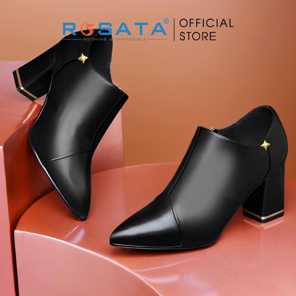 Giày boot nữ ROSATA RO178 bốt thời trang cổ thấp phong cách hàn quốc cao cấp da Pu loại 1 mềm mại khóa kéo đế cao 5 phân - Đỏ