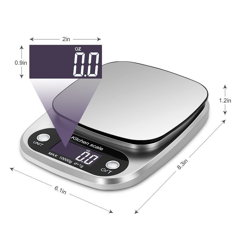 Cân điện tử kitchen scale cao cấp chống thấm nước, màn hình hiển thị led 3kg, 5kg, 10kg ( Tặng móc treo đồ 3D nhà bếp chịu lực ngẫu nhiên )