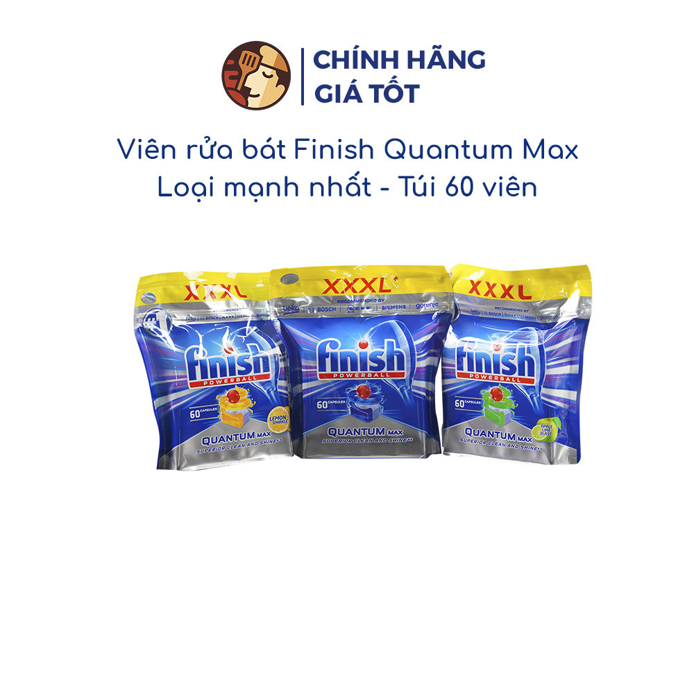 Viên rửa chén bát Finish Quantum Max nhập khẩu chính hãng, loại mạnh nhất, dùng cho máy rửa bát