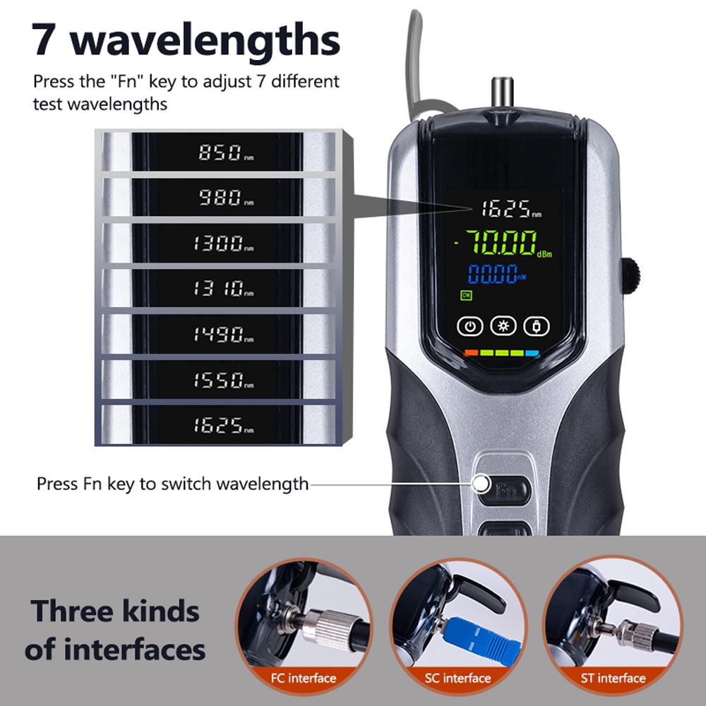 Reachargeable Optical Power Meter G750 Portable Color LCD Screen Fiber Optic Power Meter with Flash Light 7 Wavelengthes