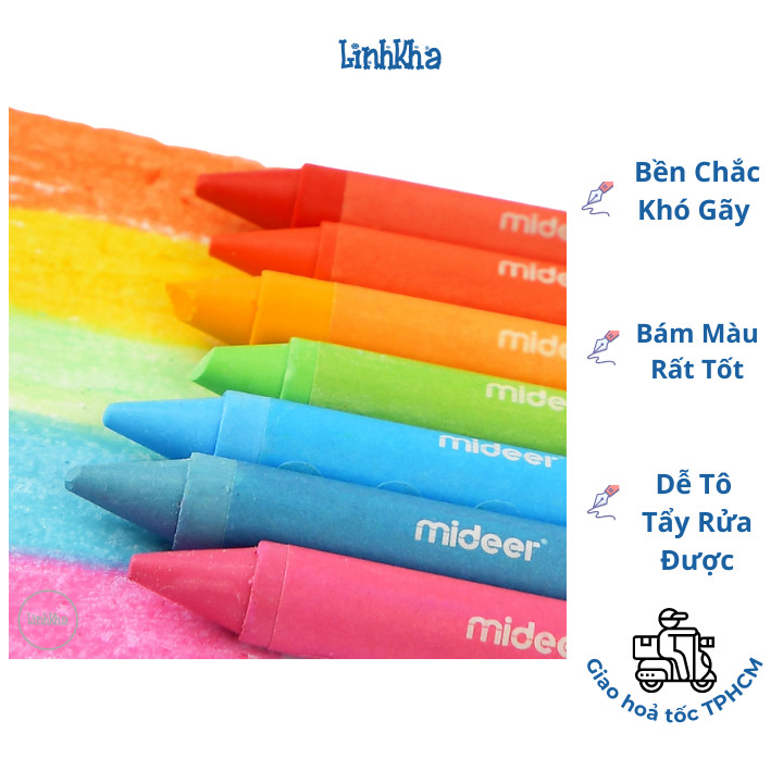 Bút Sáp Màu Cho Bé Tập Tô Nguyên Liệu An Toàn Dễ Dàng Tẩy Rửa Được - Mideer washable crayon