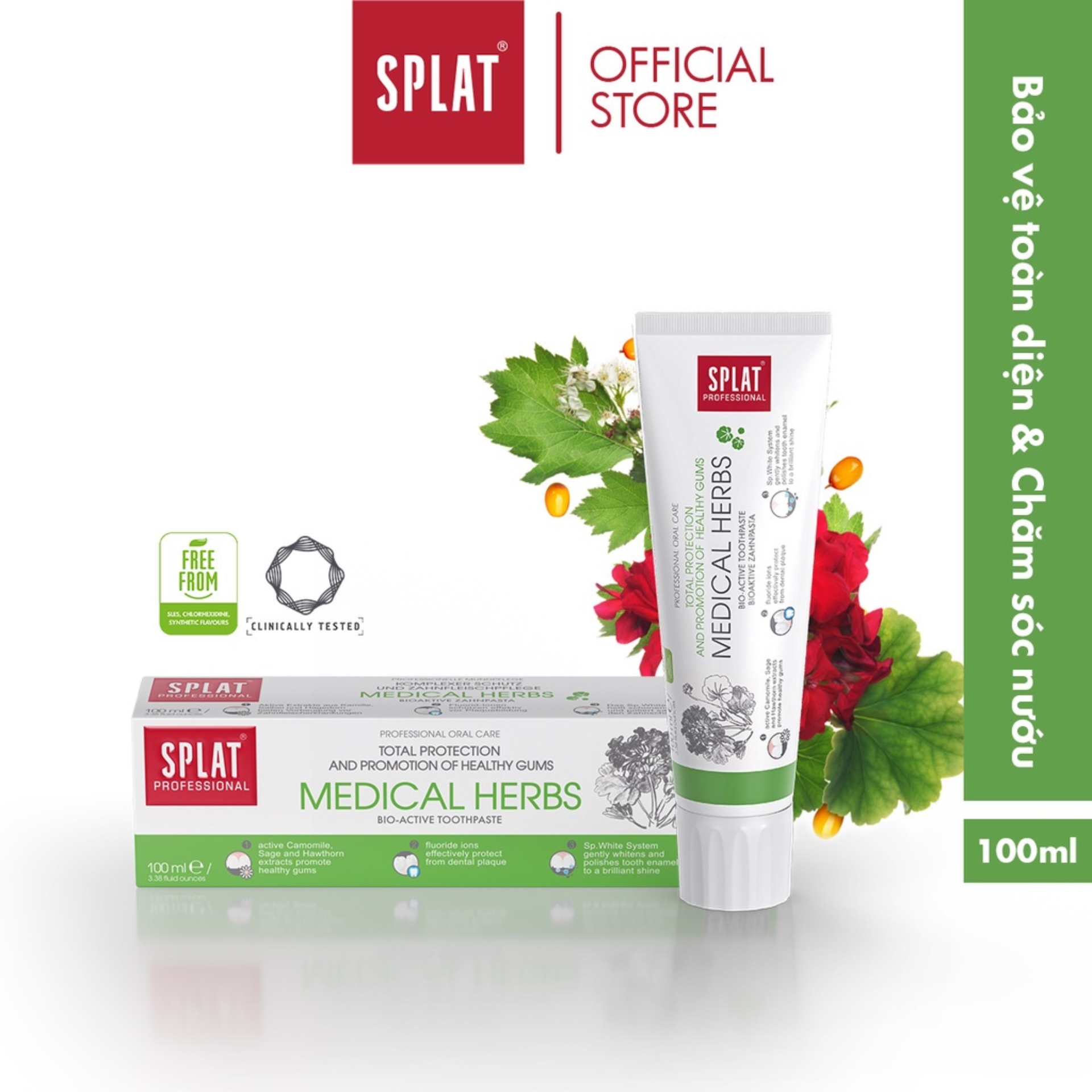 Kem Đánh Răng Chăm Sóc Nướu SPLAT Medical Herbs Professional Bảo Vệ Toàn Diện, Thúc Đẩy Nướu Khỏe Mạnh 100ml