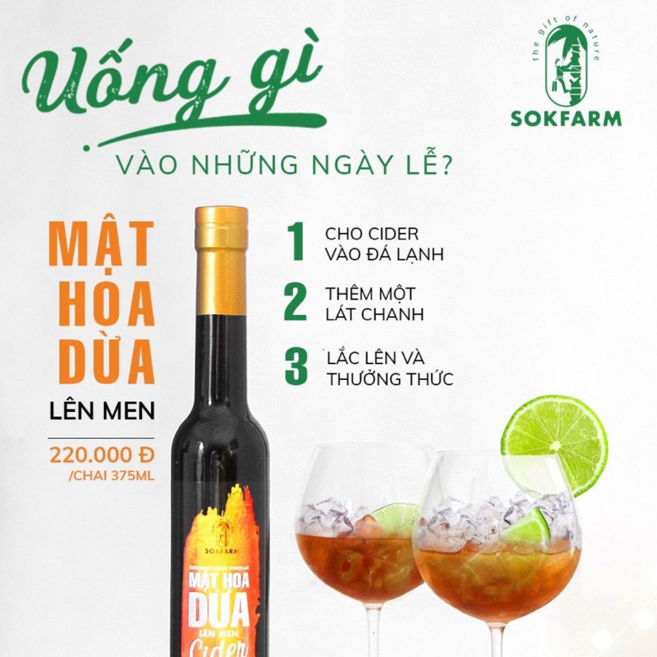 MẬT HOA DỪA LÊN MEN - CIDER - 375ml - Thức uống dành cho phái đẹp