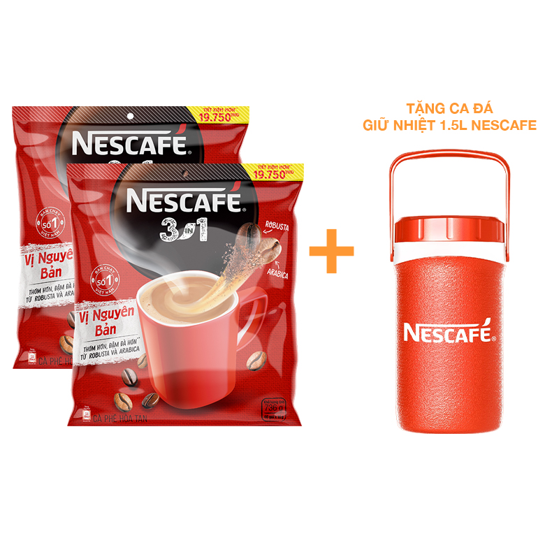 Combo 2 Bịch NESCAFÉ 3IN1 Công thức cải tiến - VỊ NGUYÊN BẢN Bịch 46 gói