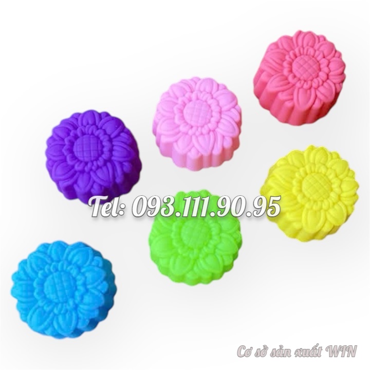 Bộ 10 khuôn silicon 3 lớp làm bánh, rau câu, bánh bông lan, bánh da lợn hoa hướng dương 3 chiều – Mã số 1210
