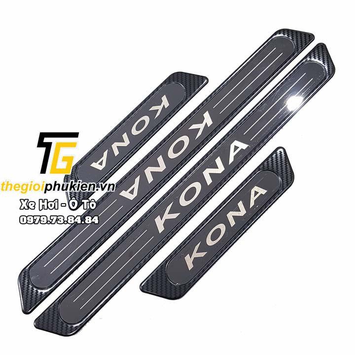 Bộ Ốp bậc cửa, Nẹp bước chân Hyundai Kona vân Carbon