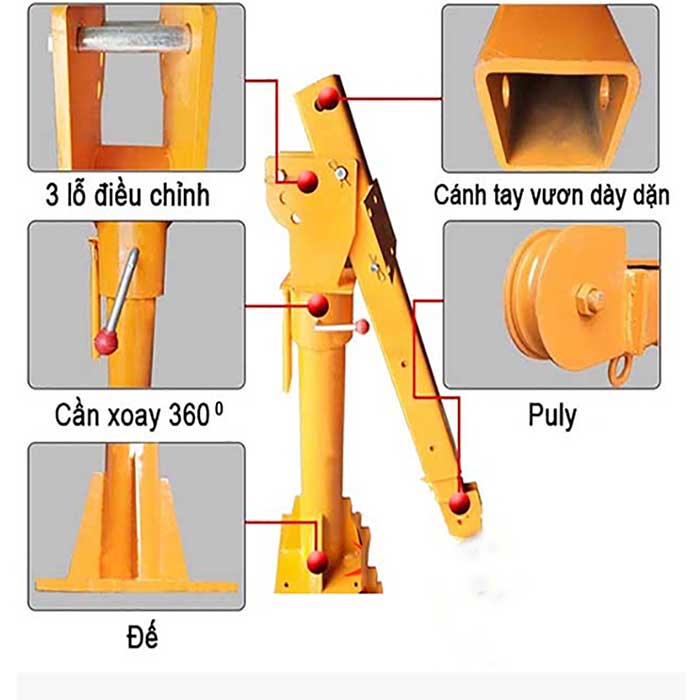 Cẩu xoay 360 độ ABG 500/1000kg cần cẩu xe tải xoay chuyên dùng để lắp đặt trên xe ô tô nâng hạ hàng hóa chính hãng