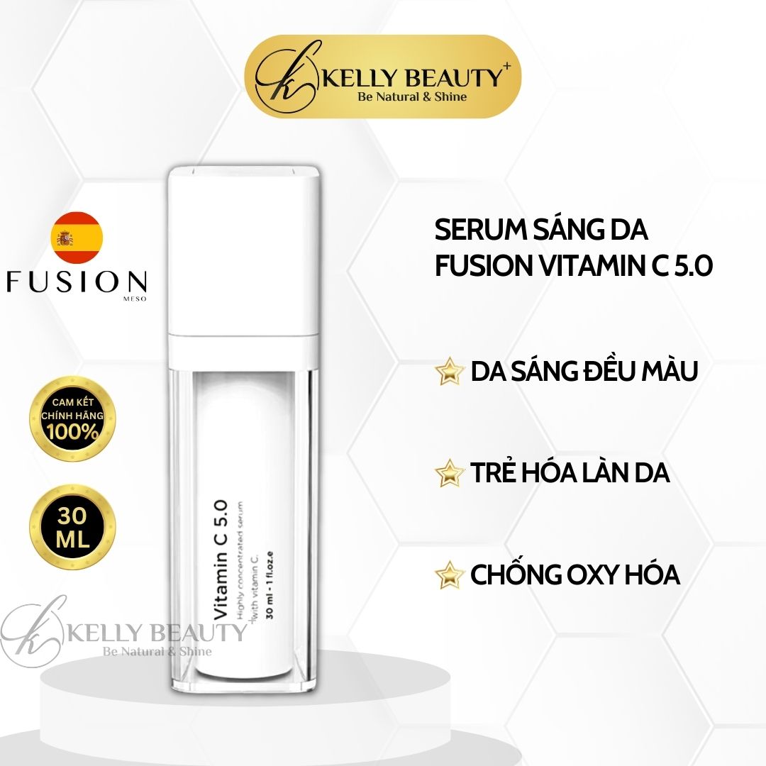 Fusion Vitamin C 5.0 - Tinh Chất Dưỡng Sáng Da, Mờ Thâm Sạm Nám; Tươi Trẻ Làn Da - Kelly Beauty