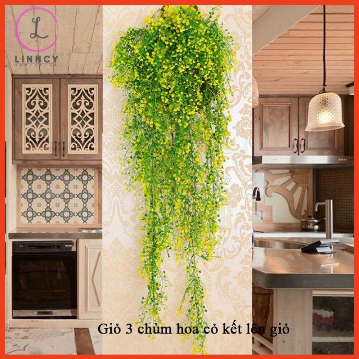 Hoa giả- Chùm hoa cỏ rũ treo tường dài 80cm nhiều màu trang trí nhà cửa