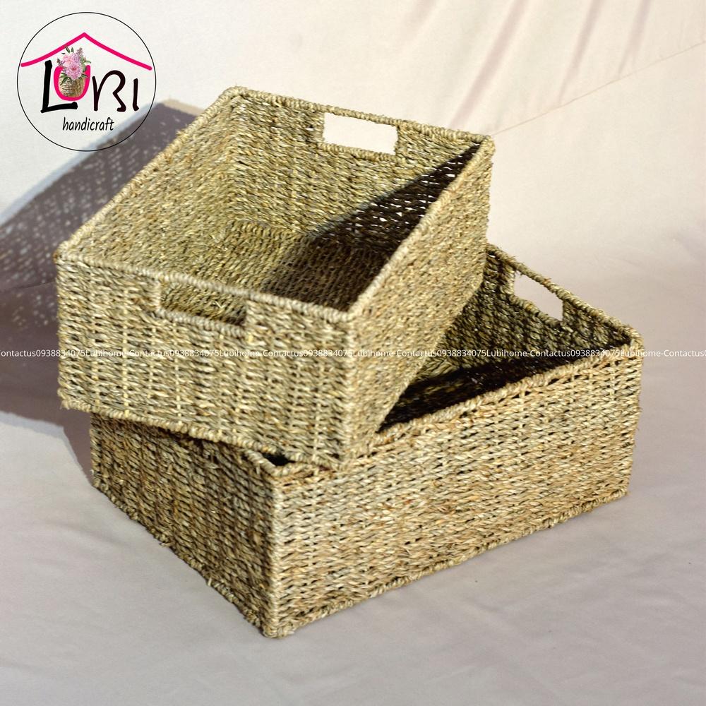 Lubihandicraft - Sọt cói đựng đồ hình chữ nhật - đơn giản, xinh xắn