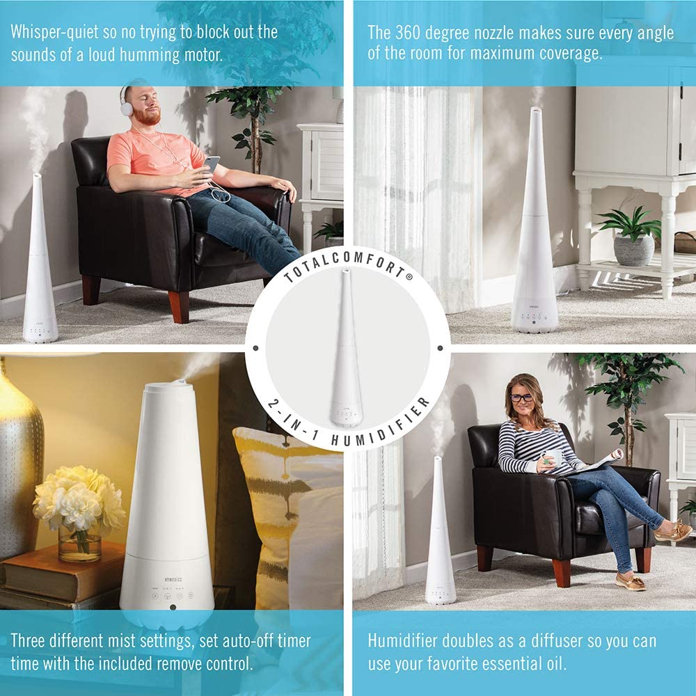 Máy tạo ẩm siêu âm khử khuẩn phun sương nóng lạnh, xông tinh dầu Homedics UHE-WM10 Hàng nhập khẩu USA