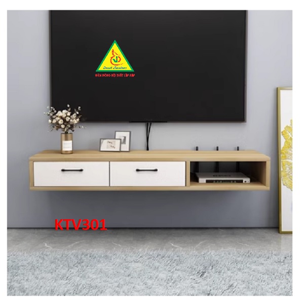 Kệ tivi treo tường bằng gỗ MDF tối ưu hóa không gian, kệ trang trí tivi  KTV301A