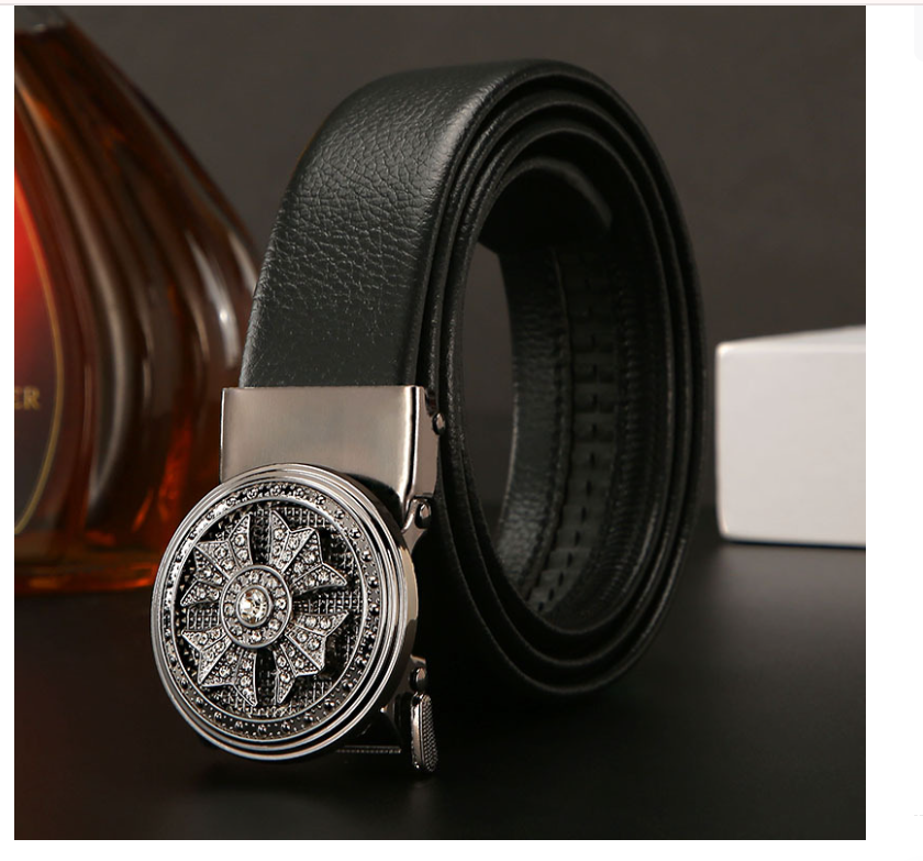 Thắt lưng da nam mặt khóa tự động và khóa xoay hợp kim cao cấp phong cách hàn quốc