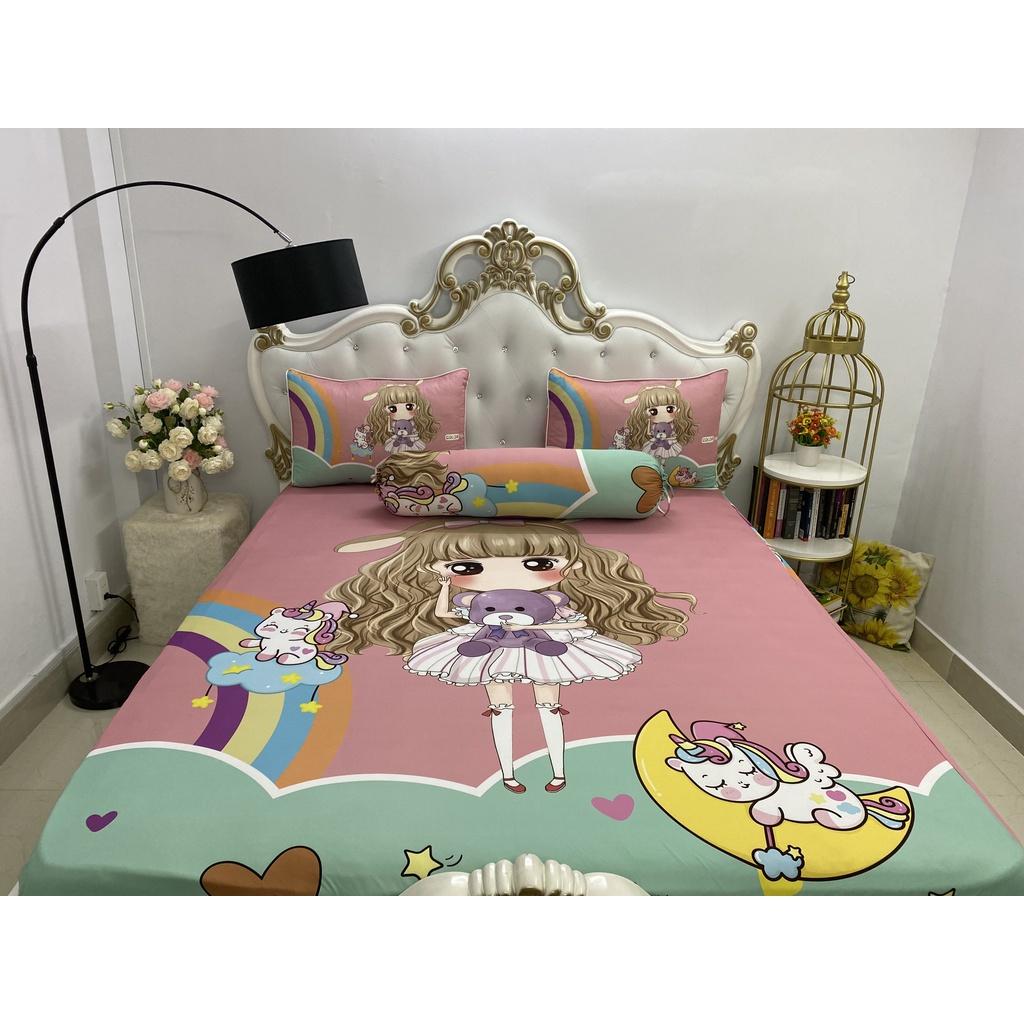Bộ Drap gối thun Ý 5D Cao Cấp , mát lạnh, thấm hút tốt