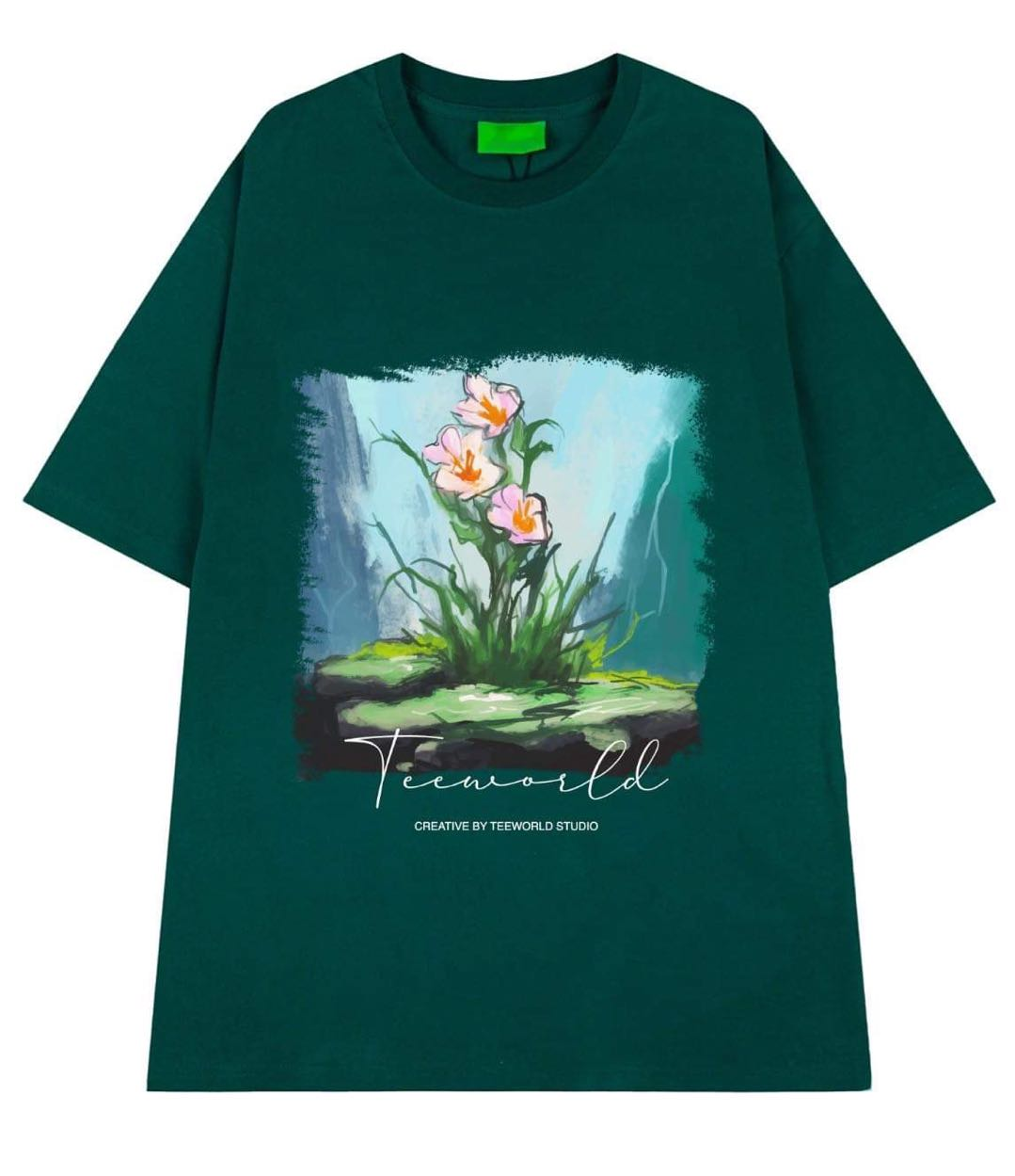 2 Áo thun Teeworld Flower Form Unisex Nam Nữ 2 Màu Cùng Size