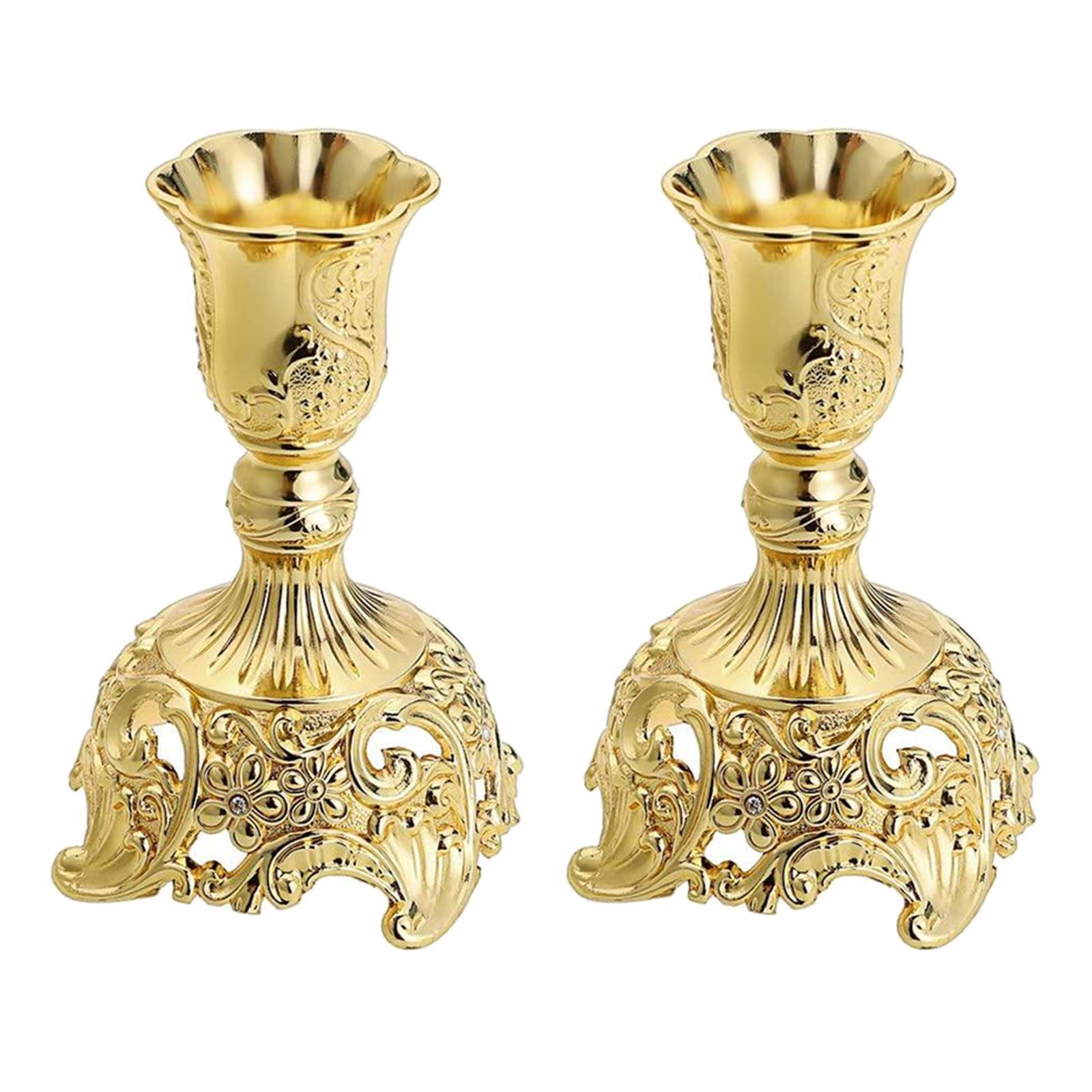 Metal Flowers Candlestick Holders Home Dinner Candle Holder Gold 3x3x4inch