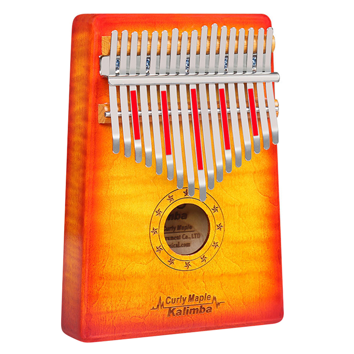 Đàn Kalimba 17 Phím Gỗ Phong Vân Hổ Gecko MC-S Kèm Hộp Đựng - Đỏ Cam