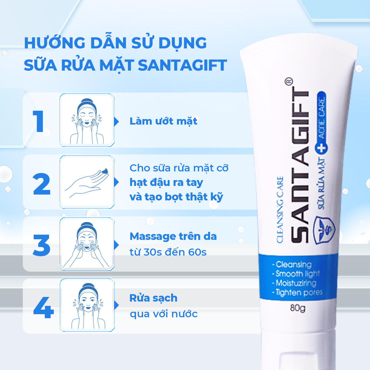 Hình ảnh Combo 5 Sữa rửa mặt Gamma SANTAGIFT 80g Skincare