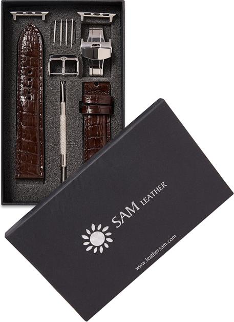 Dây đồng hồ SAM Leather SAM003ASN - Dây da đồng hồ Apple Watch 38/40 – 42/44, dây đồng hồ da cá sấu Size 20mm/22mm, Dây đeo đồng hồ phù hợp các loại ( Swatch, Apple 1,2,3,4,5, Iwatch và đồng hồ cổ điển )