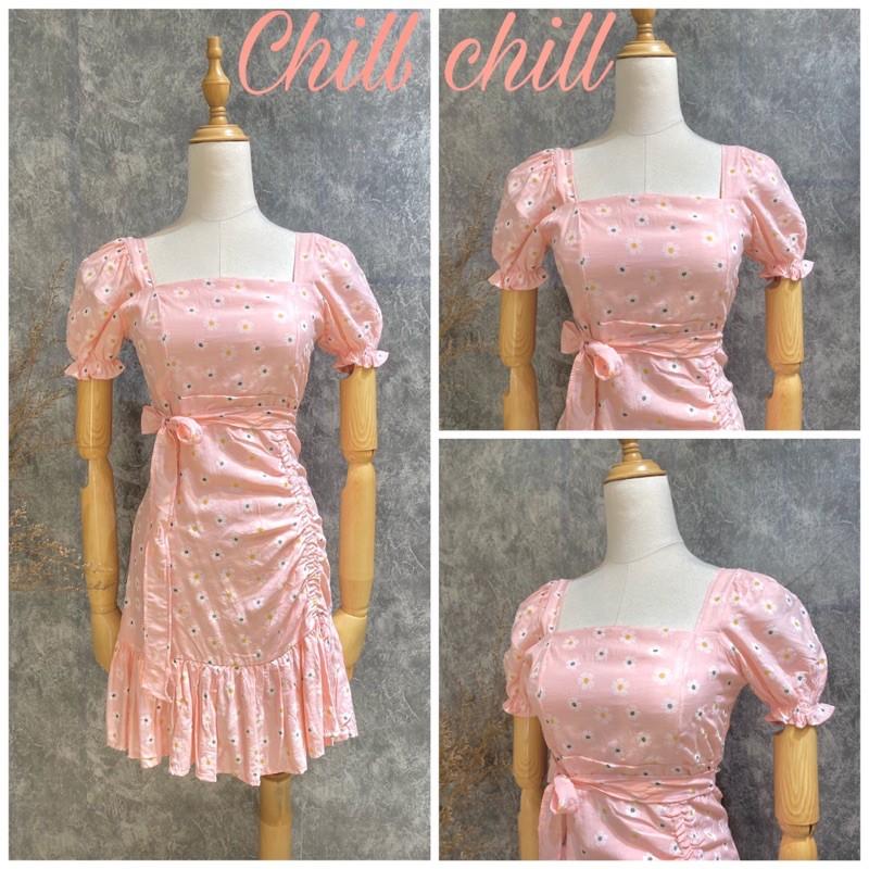 Đầm nhún eo vạt chéo