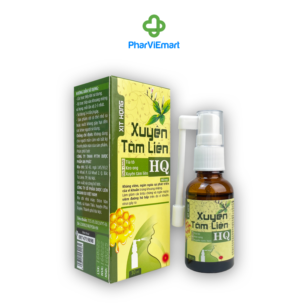 Xịt Họng Keo Ong Xuyên Tâm Liên Hỗ Trợ Giảm Ho Và Đau Ngứa Rát Họng (Chai 30ml)