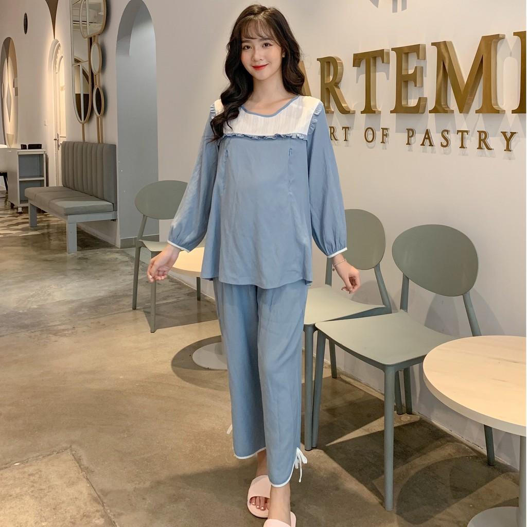 Đồ bầu mặc nhà linen Nhật Thu Đông - Bộ bầu sau sinh thiết kế - NH110