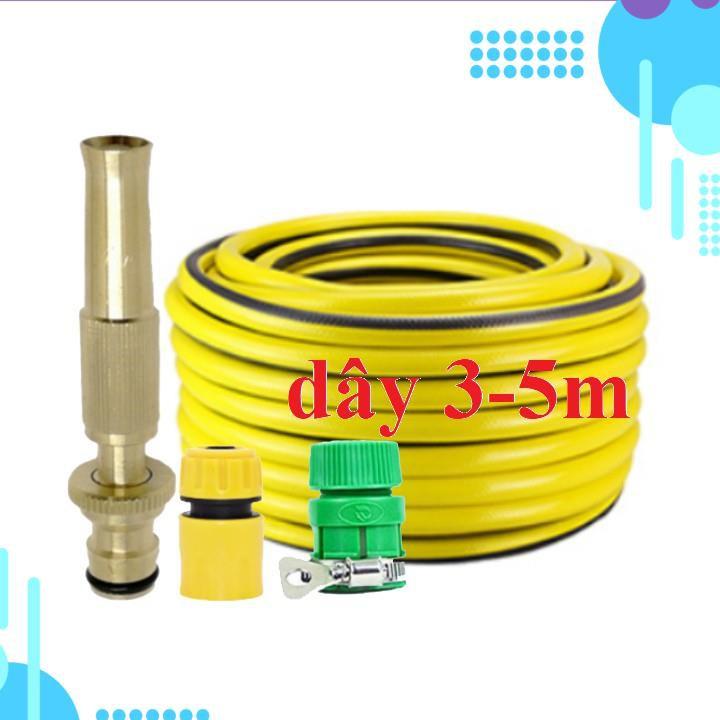 Bộ dây vòi xịt nước rửa xe, tưới cây . tăng áp 3 lần, loại 3m,5m 206587 cút sập,nối vàng+ tặng mở chai