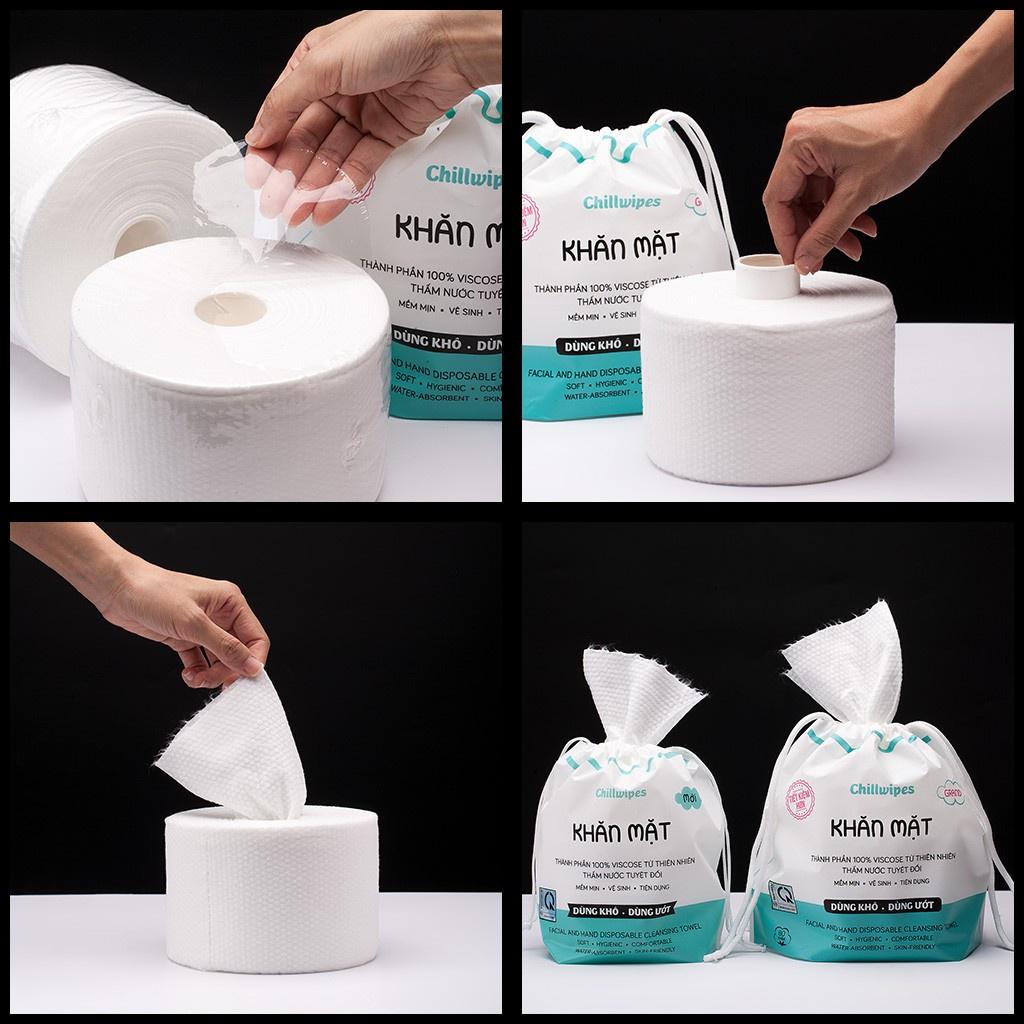 Khăn mặt khô Chillwipes dùng 1 lần lau khô, lau ướt - Giấy lau mặt dùng một lần