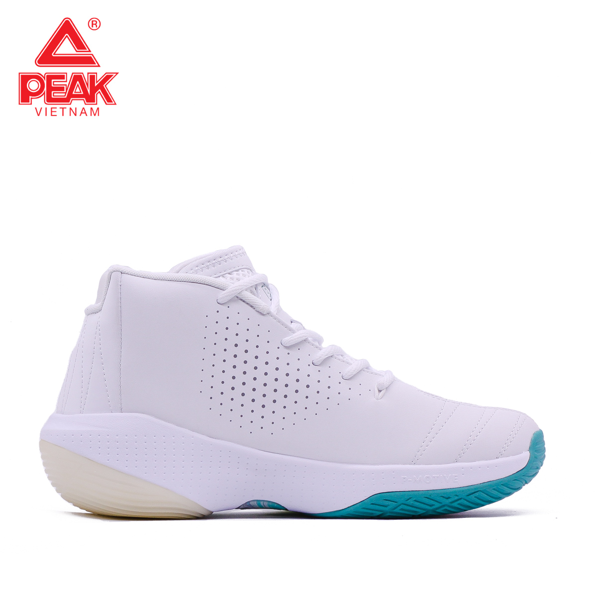 Giày Bóng Rổ Nam PEAK Basketball Cavalry E14101A - Màu Trắng Xanh