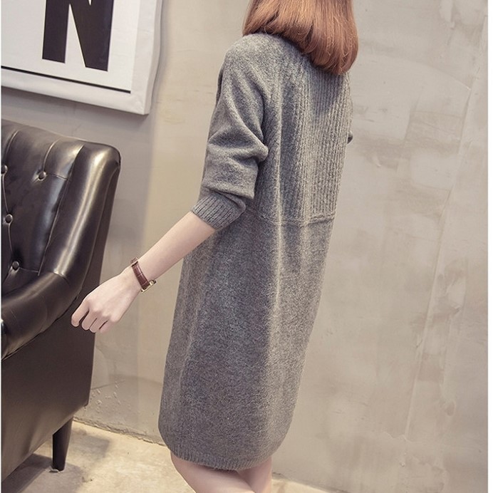 Áo len nữ dáng dài- đầm lem suông trơn-áo len nữ cổ cao, áo len trung niên nữ Haint Boutique AL01