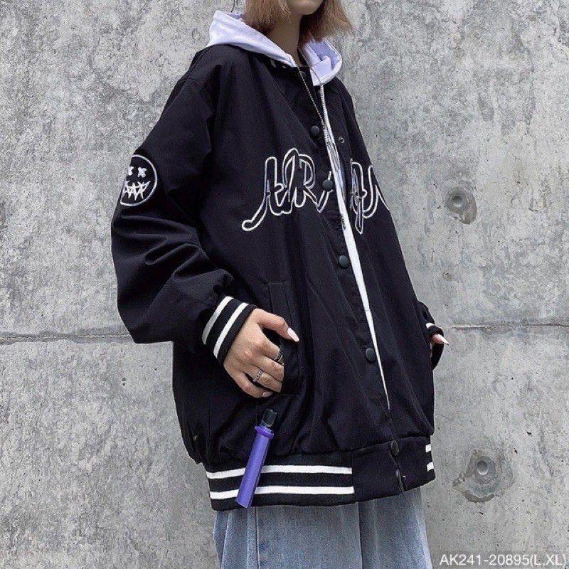 Áo khoác bomber dù unisex form rộng 2 lớp 28 nam nữ Unisex