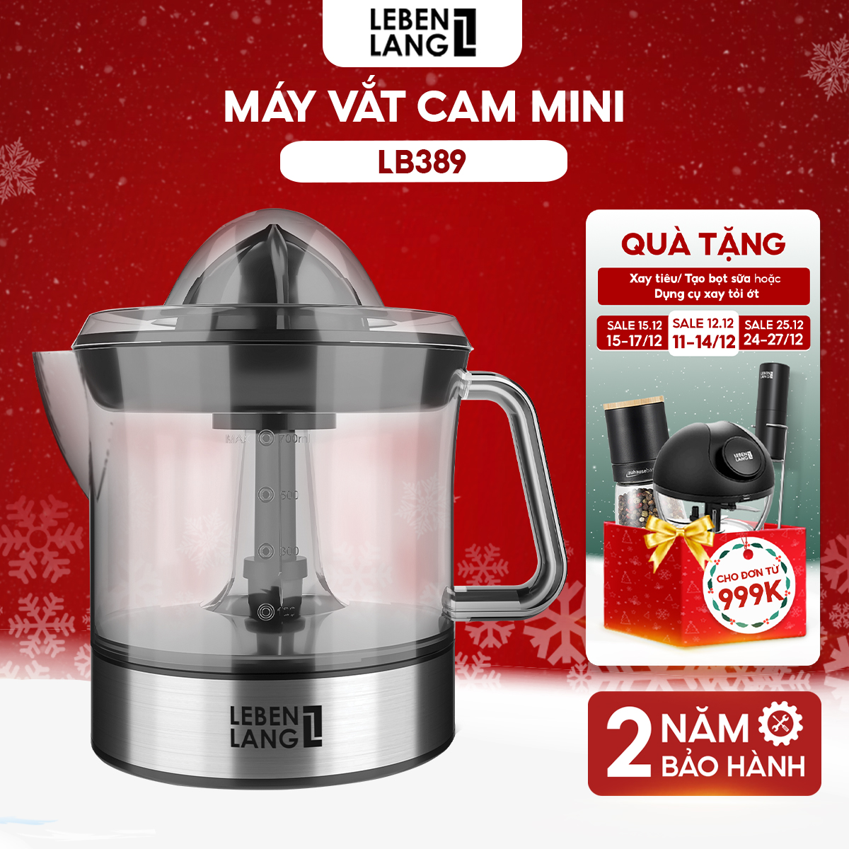 Máy Vắt Cam 0.7Lit Lb389 Lebenlang Hàng Nhập Khẩu