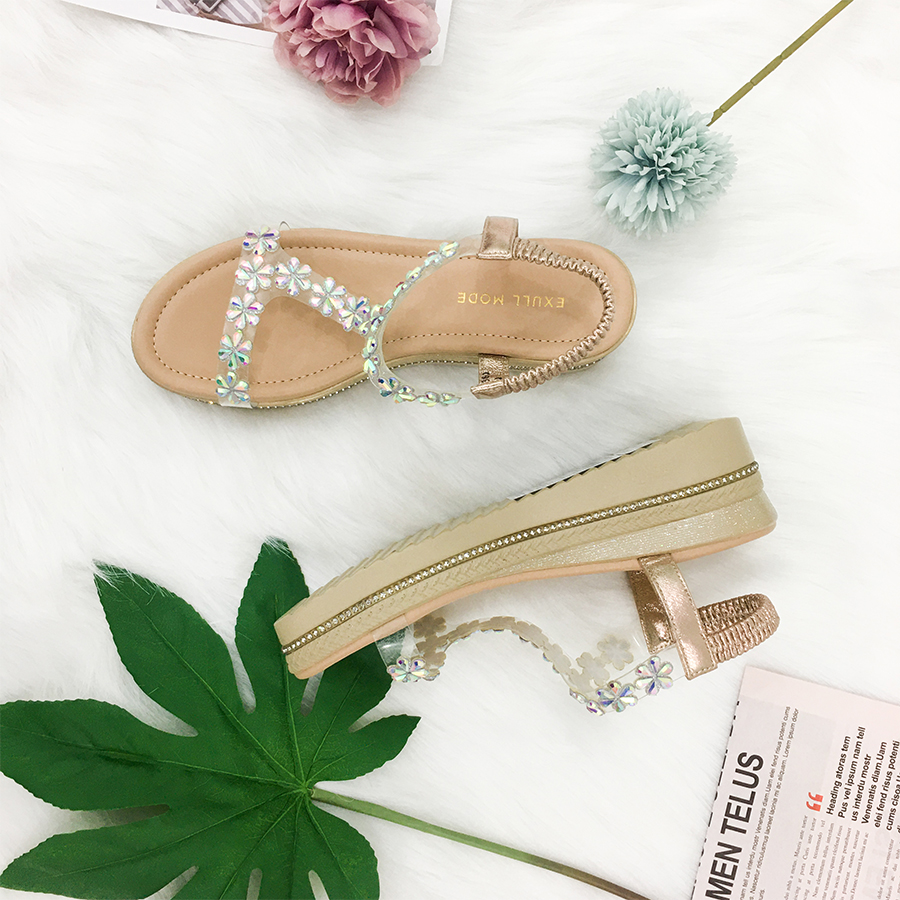 Sandals Đế Xuồng Quai Trong Gắn Đá Exull Mode 1116402901