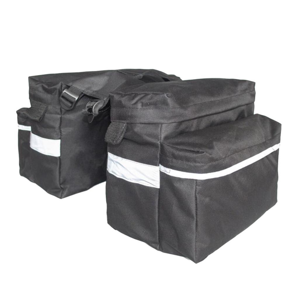 Cycling Double Panniers Bike Rear Seat Saddle Carrier Bag Black