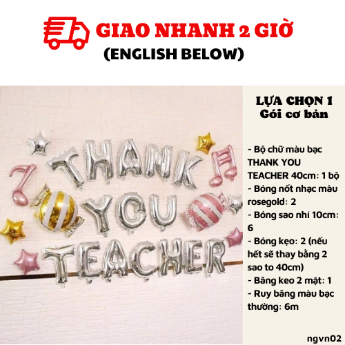 Bộ bong bóng trang trí ngày Nhà Giáo Việt Nam 20/11 màu bạc ngvn02